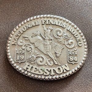 Hesston Silver Rodeo Belt Buckle, 1984